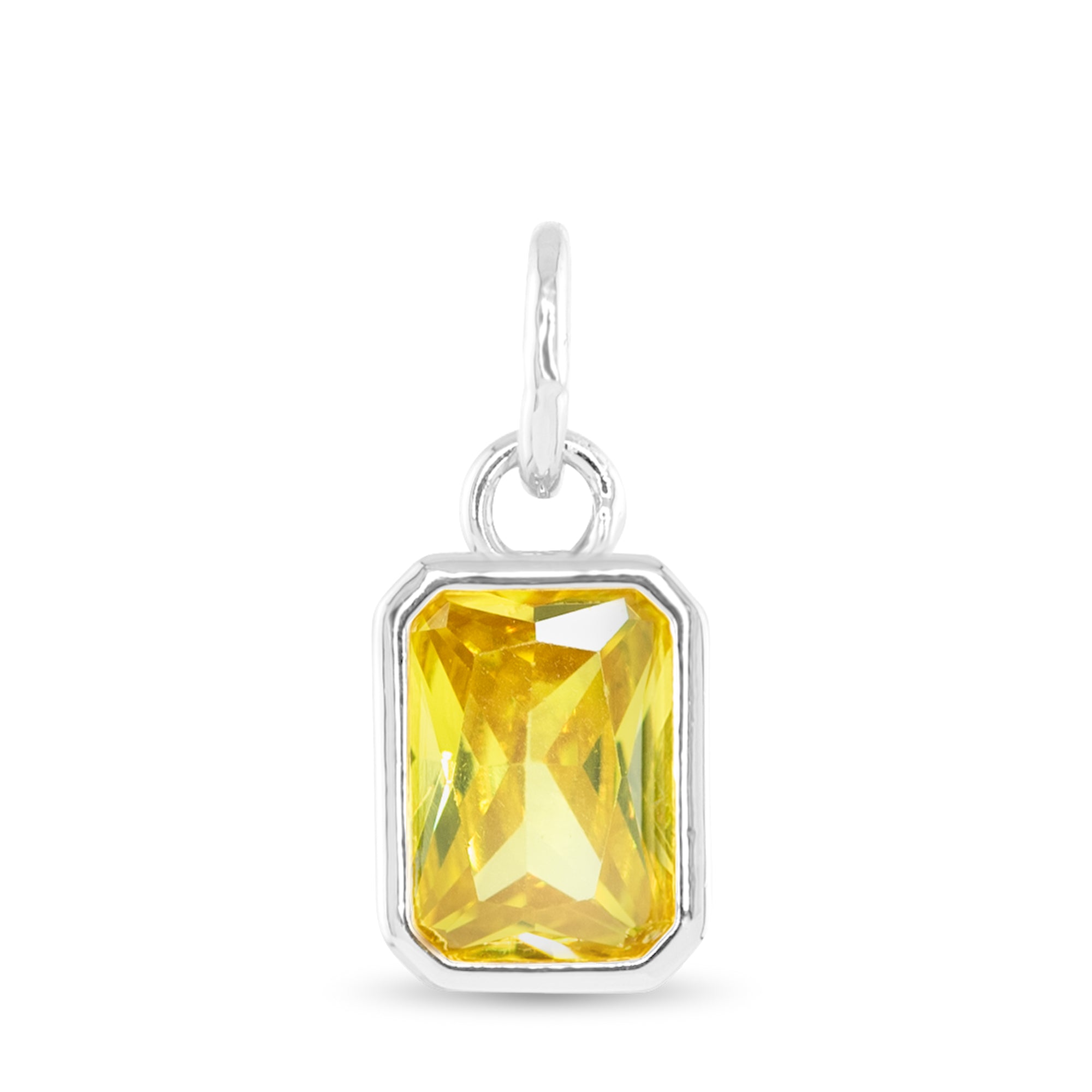 Amanda Blu Silver November Birthstone Charm featuring a sparkling glass gem for each birth month, set in polished silver-tone—perfect for gifting, available at Be Charmed