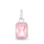 Amanda Blu Silver October Birthstone Charm featuring a sparkling glass gem for each birth month, set in polished silver-tone—perfect for gifting, available at Be Charmed