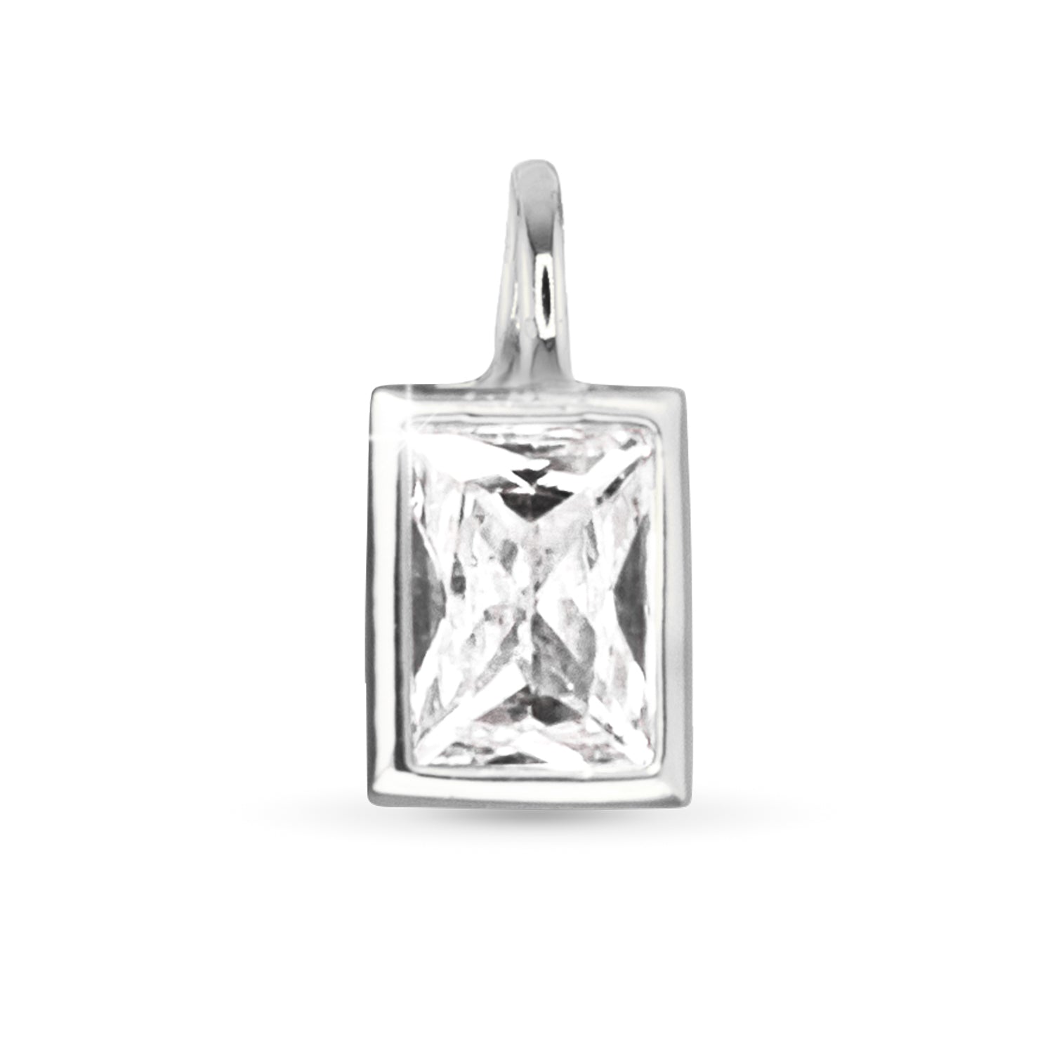 Amanda Blu Silver Rectangle CZ Charm – Sterling silver charm with sparkling cubic zirconia stones. Available at Be Charmed