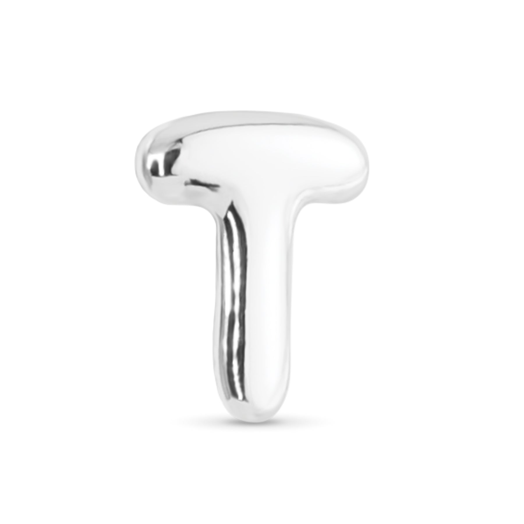 Amanda Blu Silver T Initial Charm with a classic polished finish—perfect for customizing necklaces and bracelets, available at Be Charmed