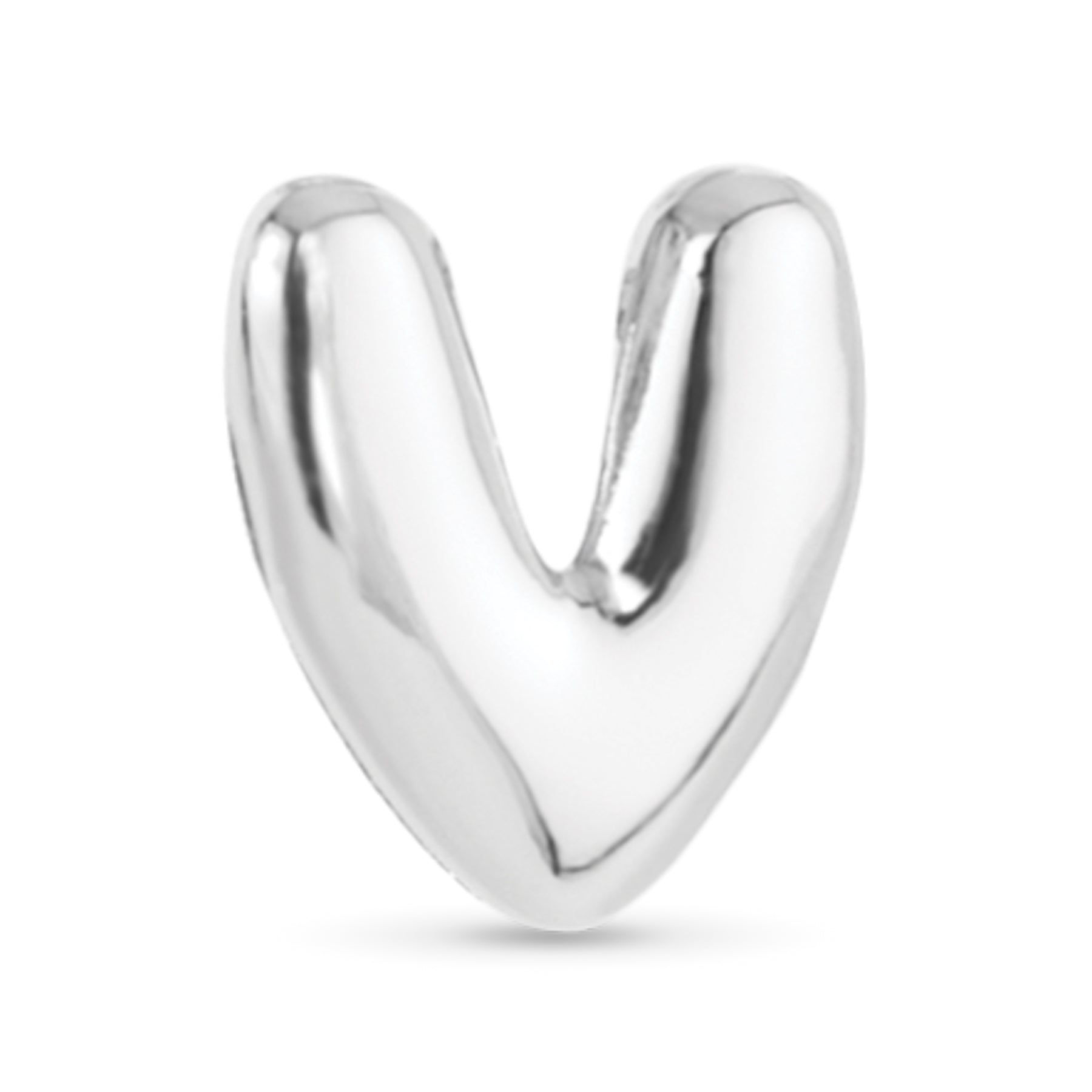 Amanda Blu Silver V Initial Charm with a classic polished finish—perfect for customizing necklaces and bracelets, available at Be Charmed