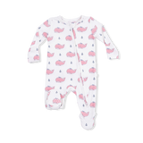 Angel Dear Baby footie with pink whale pattern on a white background. Available at Be Charmed