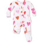 Angel Dear baby onesie with heart pattern on a white background. Available at Be Charmed. 