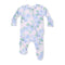 Angel Dear Floral patterned baby footie with a zipper on a white background. Available at Be Charmed.