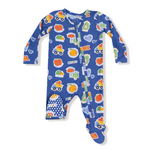 Angel Dear 2 Way Zipper Footie My Funny Valentine Blue – cozy baby sleeper with heart design, perfect for Valentine’s. Available at Be Charmed