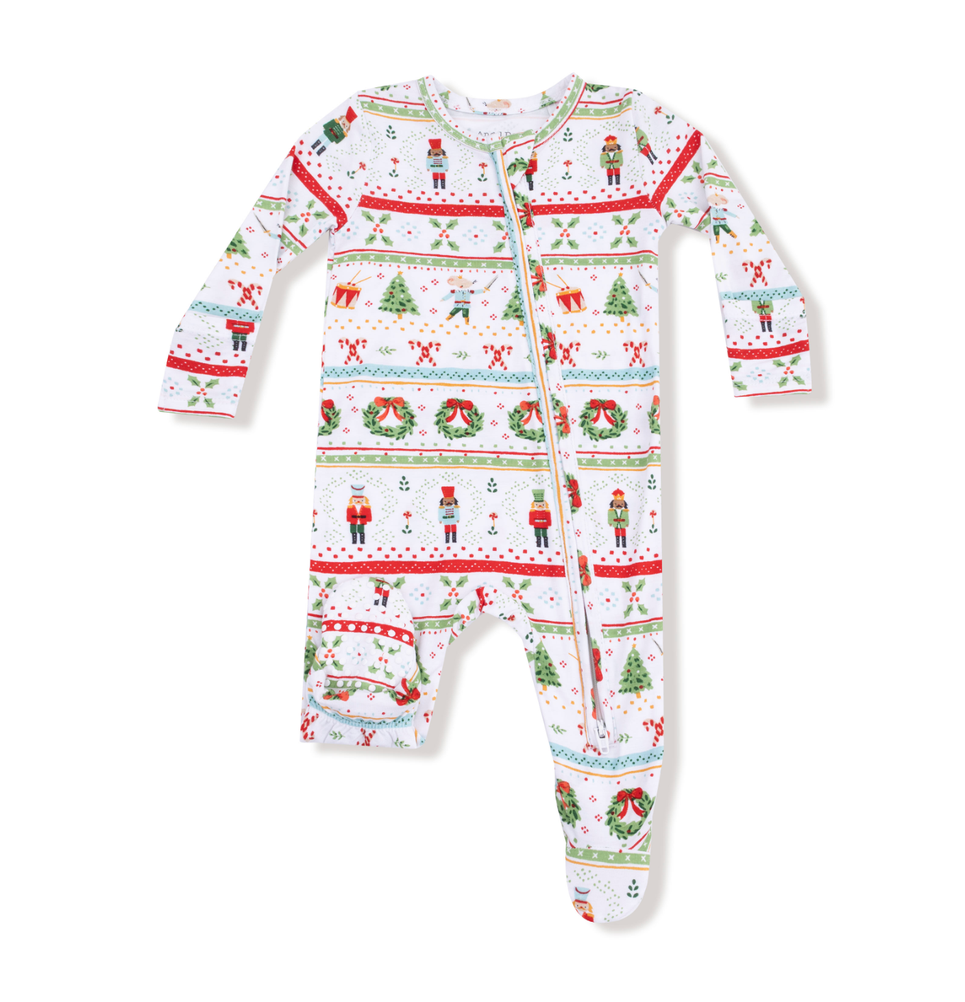 Angel Dear 2 Way Zipper Footie Nutcracker Fair Isle – cozy baby pajamas with festive holiday pattern, perfect gift. Available at Be Charmed