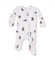 Baby onesie with sport themed dogs including football, hockey and basketball on a white background. Available at Be Charmed. 