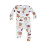 Angel Dear Baseball 2-Way Zipper Footie with soft fabric and sporty baseball print, available at Be Charmed.