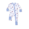 Baby romper with sailboat pattern on a white background. Available at Be Charmed