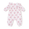 Floral-patterned baby onesie on a white background. Available at Be Charmed.