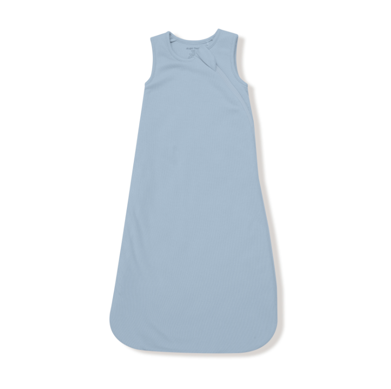 Light blue sleep sack bag on a white background. Available at Be Charmed.