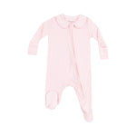 Angel Dear Pink Peter Pan 2-Way Zipper Footie with cozy fabric and pink collar, available at Be Charmed.