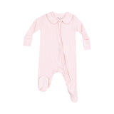 Angel Dear Pink Peter Pan 2-Way Zipper Footie with cozy fabric and pink collar, available at Be Charmed.