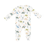 Angel Dear Soft Dinos 2-Way Zipper Footie with soft fabric and dinosaur print, available at Be Charmed.