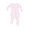 Angel Dear Strawberry Swiss 2-Way Zipper Ruffle Footie with strawberry print and ruffle details, available at Be Charmed.