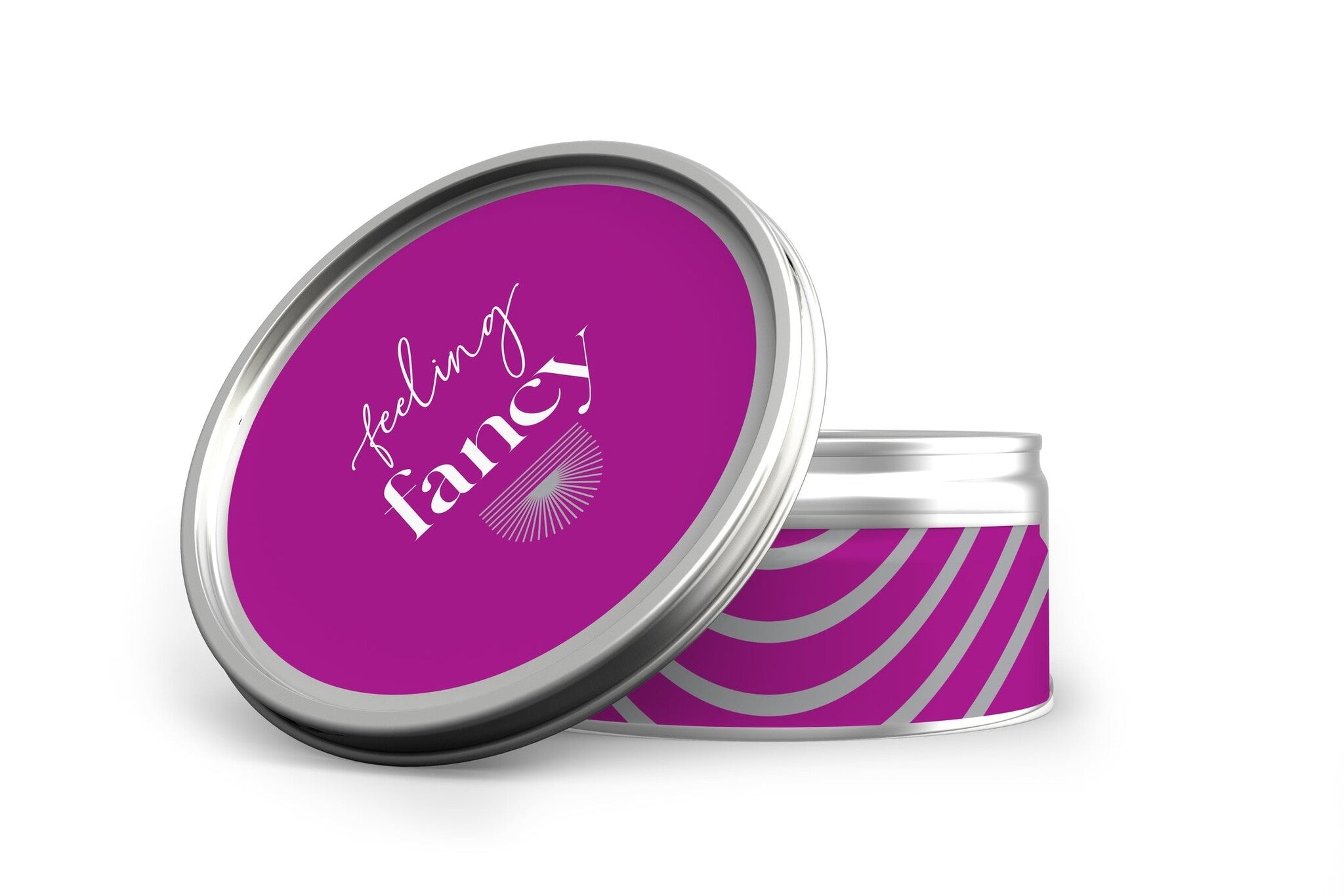 Annapolis Candle Fancy Mood Travel Candle featuring a 3oz soy wax tin with a luxurious citrus and champagne scent, available at Be Charmed 