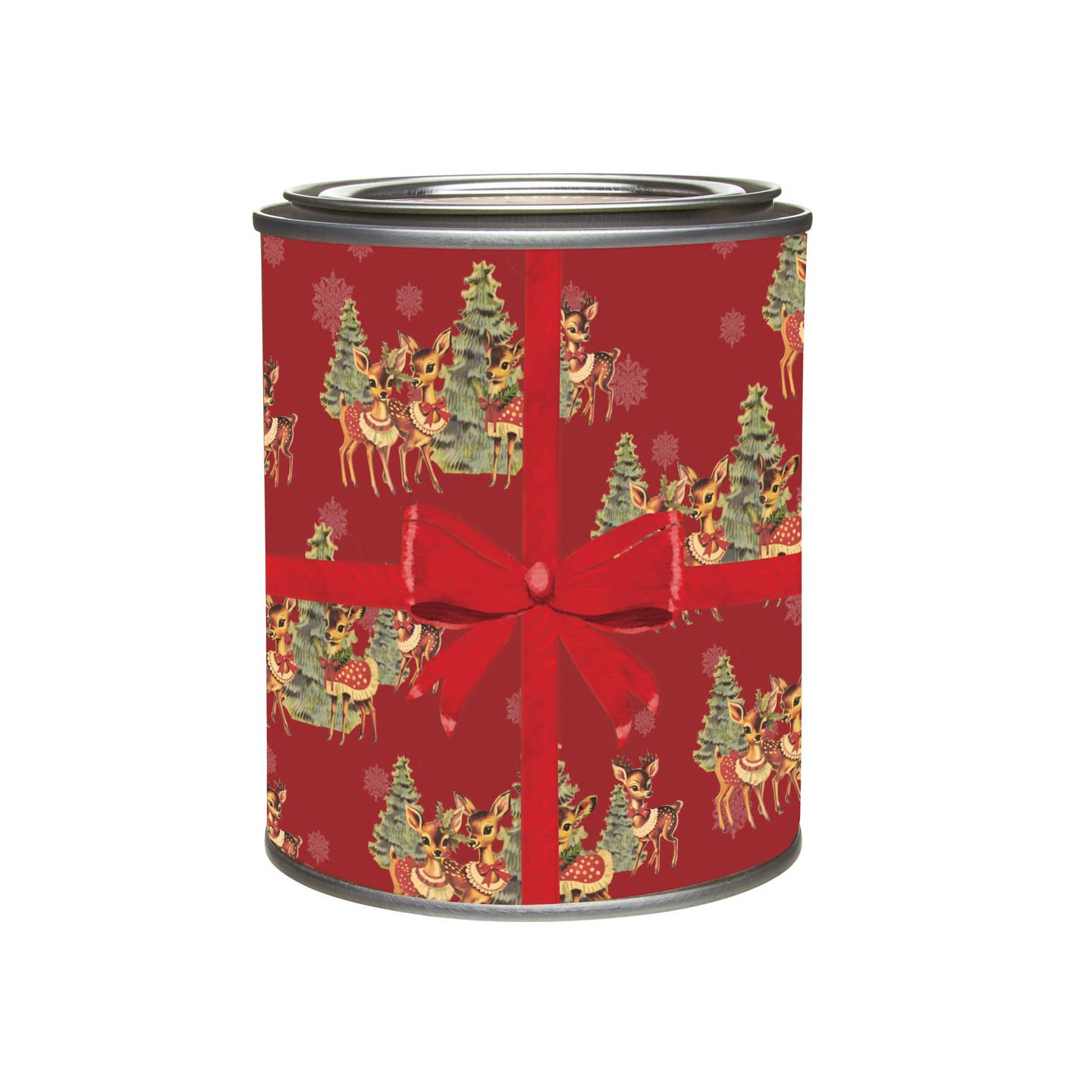 Annapolis Candle Reindeer Games Vintage Candle in a 13oz glass jar with festive red label, featuring cozy holiday scents of juniper, cedar, and woodsmoke – available at Be Charmed 