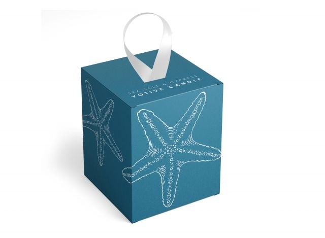 Annapolis Candle Sea Salt & Cypress Starfish Decorative Votive featuring a 2oz glass candle with a coastal-inspired design, available at Be Charmed 