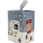 Aromasoles Fluffy Chenille Socks in holiday designs in giftable packaging. Available at Be Charmed. 