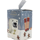 Aromasoles Fluffy Chenille Socks in holiday designs in giftable packaging. Available at Be Charmed. 