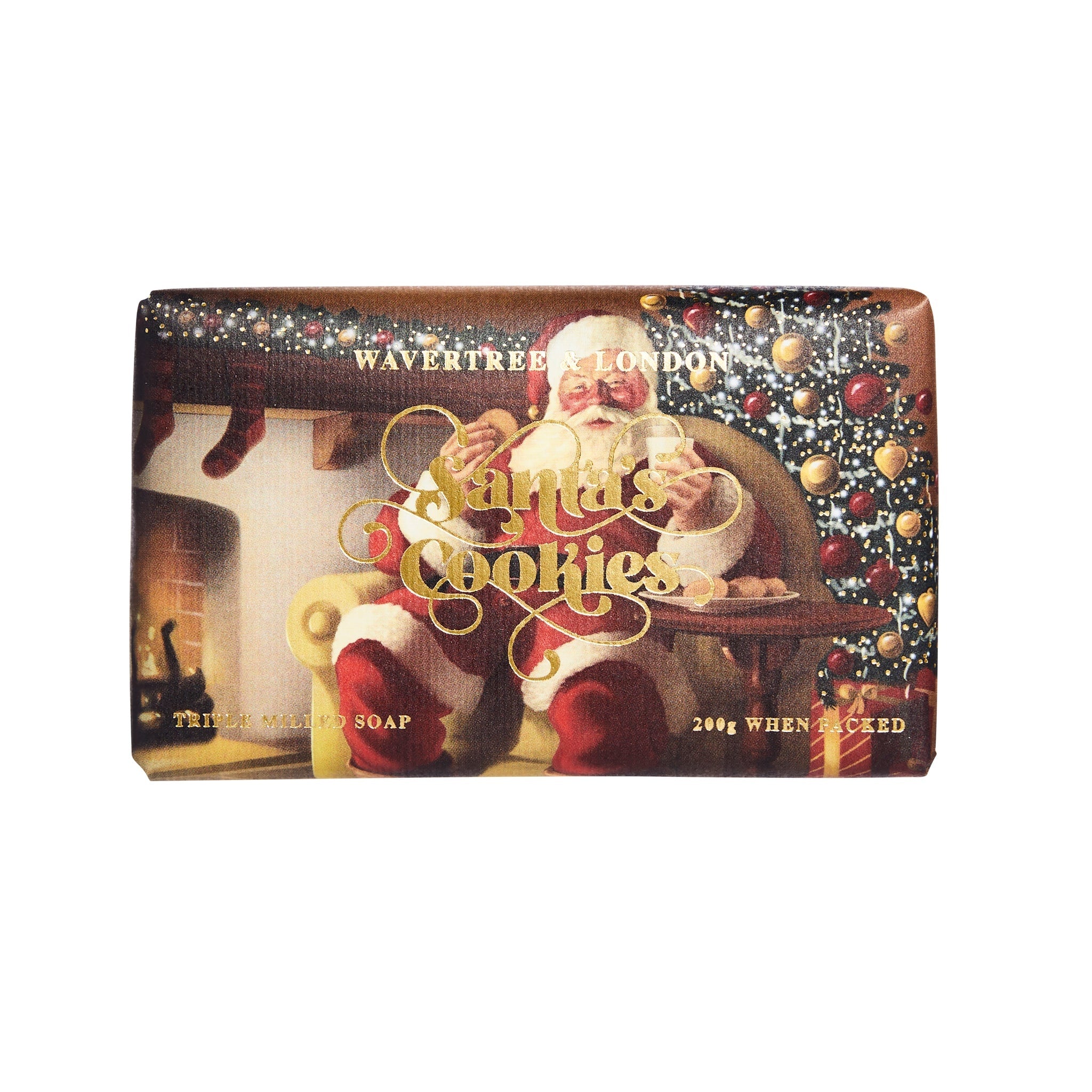 Australian Natural Soap Santa's Cookies Soap Bar featuring a festive blend of caramel, vanilla, and chocolate in a 200g triple-milled bar, available at Be Charmed