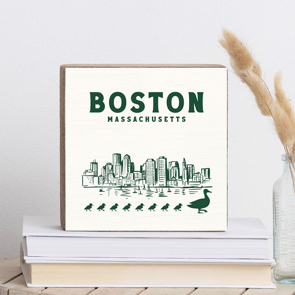 Rustic Marlin 6 x 6 Block Boston Skyline Ducklings