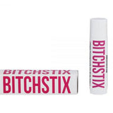 BITCHSTIX pomegranate lip balm and packaging on a white background. Available at Be Charmed