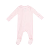 Back view of Angel Dear Pink Peter Pan 2-Way Zipper Footie with cozy fabric and pink collar, available at Be Charmed.