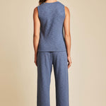 Back View of Lakeside Barefoot Dreams Malibu Collection slub double-knit tank in casual style with ribbed trim, available at Be Charmed.