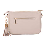 Back View of Pom Pom London City Slim Bag – handcrafted leather crossbody with sleek design and adjustable strap. Designed in London. Available at Be Charmed.