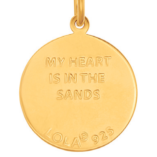 Back of Alpine White Sand Dollar Pendant – elegant all-gold sand dollar design symbolizing peace, renewal, and coastal beauty, crafted by Lola, available at Be Charmed