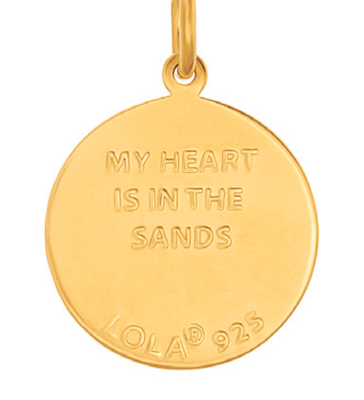 Back of Alpine White Sand Dollar Pendant – elegant all-gold sand dollar design symbolizing peace, renewal, and coastal beauty, crafted by Lola, available at Be Charmed
