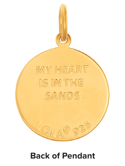 Back of Alpine White Sand Dollar Pendant – elegant all-gold sand dollar design symbolizing peace, renewal, and coastal beauty, crafted by Lola, available at Be Charmed