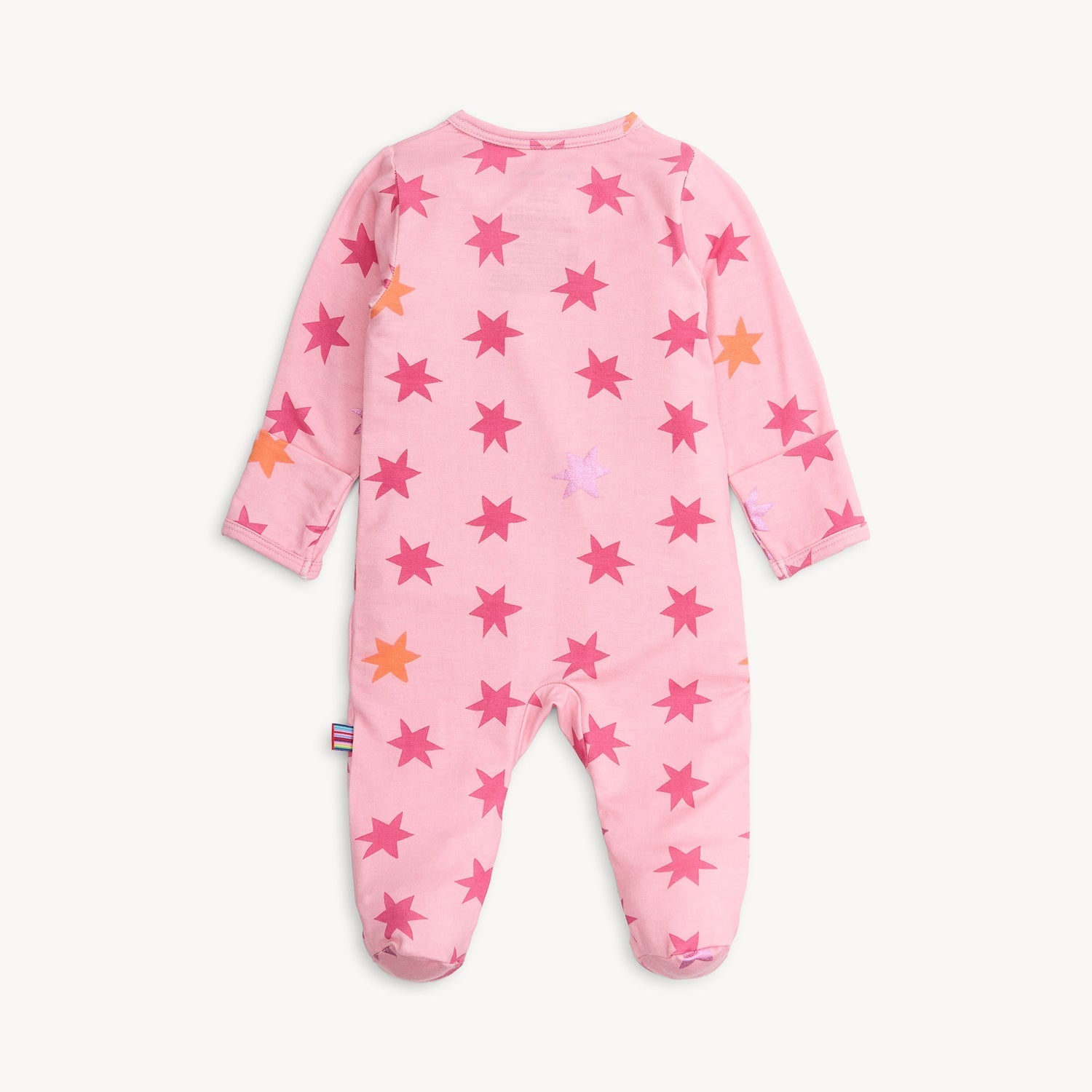 Back Magnetic Me Footie in Cosmic Confetti with Foil – ultra-soft modal baby footie with shimmery foil accents and magnetic closures for easy changes, perfect for stylish comfort, available at Be Charmed.