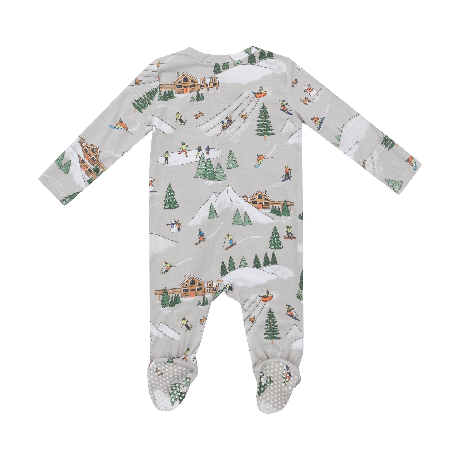 Back view of Angel Dear Winter Fun Skiers 2-Way Zipper Footie at Be Charmed