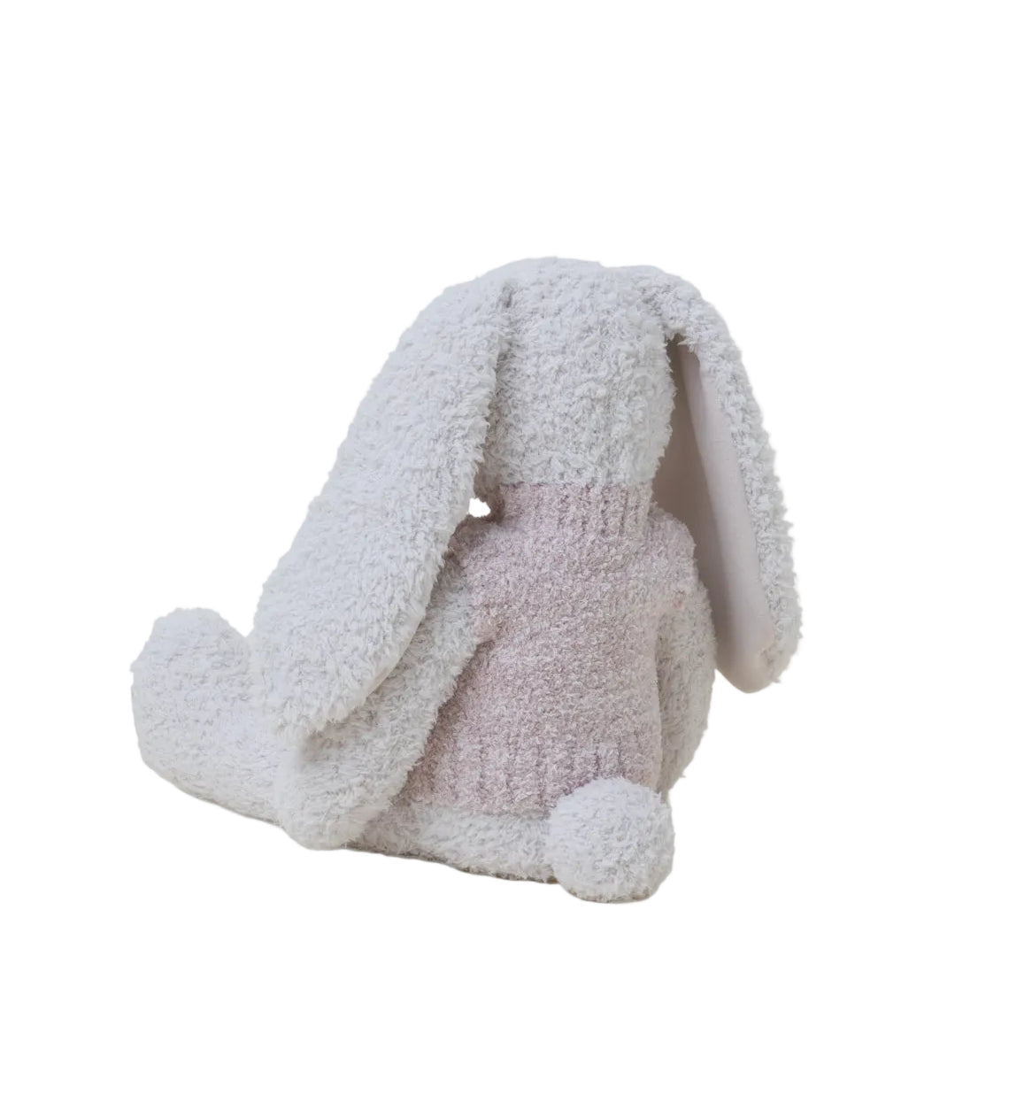 Back view of CozyChic Almond/Pink Bunnie Buddie with Vest by Barefoot Dreams, ultra-soft plush toy and wearable vest, available at Be Charmed