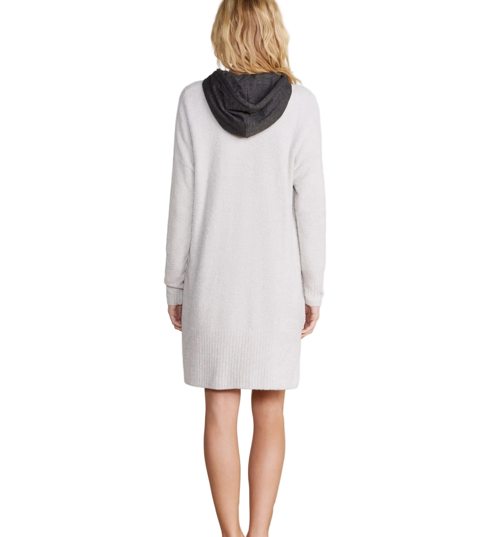 Back View of CozyChic Lite Silver Long Cardigan by Barefoot Dreams, lightweight longline cardigan wrap, available at Be Charmed