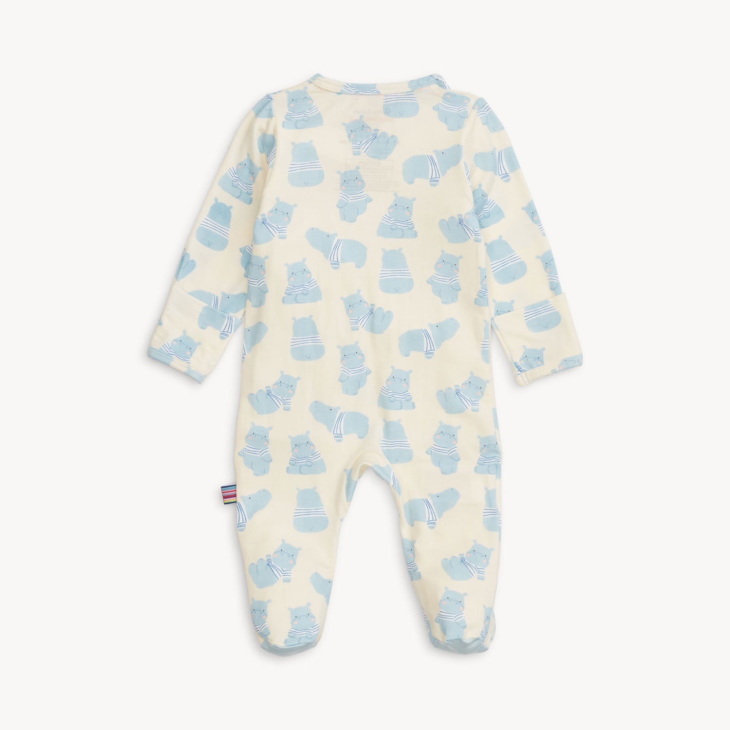 Back view of Magnetic Me Footie in Pudgemuffin – ultra-soft baby footie made from eco-friendly modal, features adorable all-over chubby animal print and magnetic closures for easy changes, available at Be Charmed.