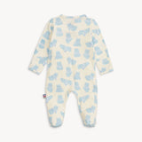 Back view of Magnetic Me Footie in Pudgemuffin – ultra-soft baby footie made from eco-friendly modal, features adorable all-over chubby animal print and magnetic closures for easy changes, available at Be Charmed.