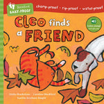 Book cover of 'Cleo Finds a Friend' with a dog and fox illustration on an orange background. Available at Be Charmed