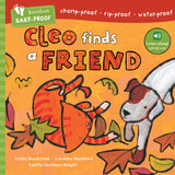 Book cover of 'Cleo Finds a Friend' with a dog and fox illustration on an orange background. Available at Be Charmed