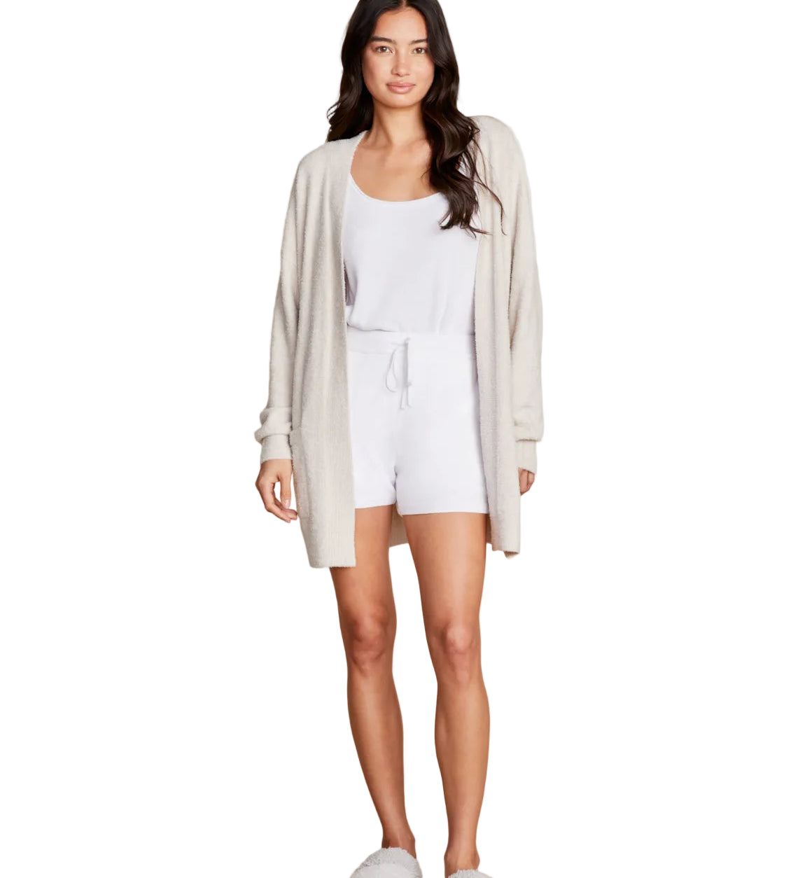 Bisque CozyChic Lite Ribbed Cardi by Barefoot Dreams, lightweight ribbed cardigan wrap, available at Be Charmed