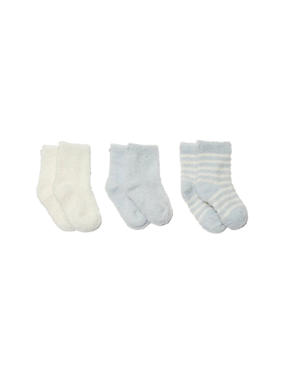 Blue/Pearl CozyChic Lite Infant Socks 3‑Pack by Barefoot Dreams, soft baby crew socks set, available at Be Charmed