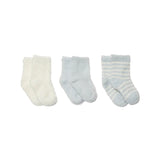 Blue/Pearl CozyChic Lite Infant Socks 3‑Pack by Barefoot Dreams, soft baby crew socks set, available at Be Charmed