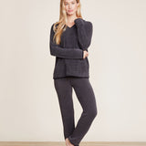 CozyChic Ultra Lite Carbon Black Tipped Contrast Hoodie by Barefoot Dreams, lightweight hoodie with contrast trim, available at Be Charmed