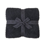 Carbon Barefoot Dreams CozyChic Diamond Weave Blanket in neutral tone with textured diamond pattern and ribbed edges, available at Be Charmed.