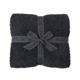 Carbon Barefoot Dreams CozyChic Diamond Weave Blanket in neutral tone with textured diamond pattern and ribbed edges, available at Be Charmed.