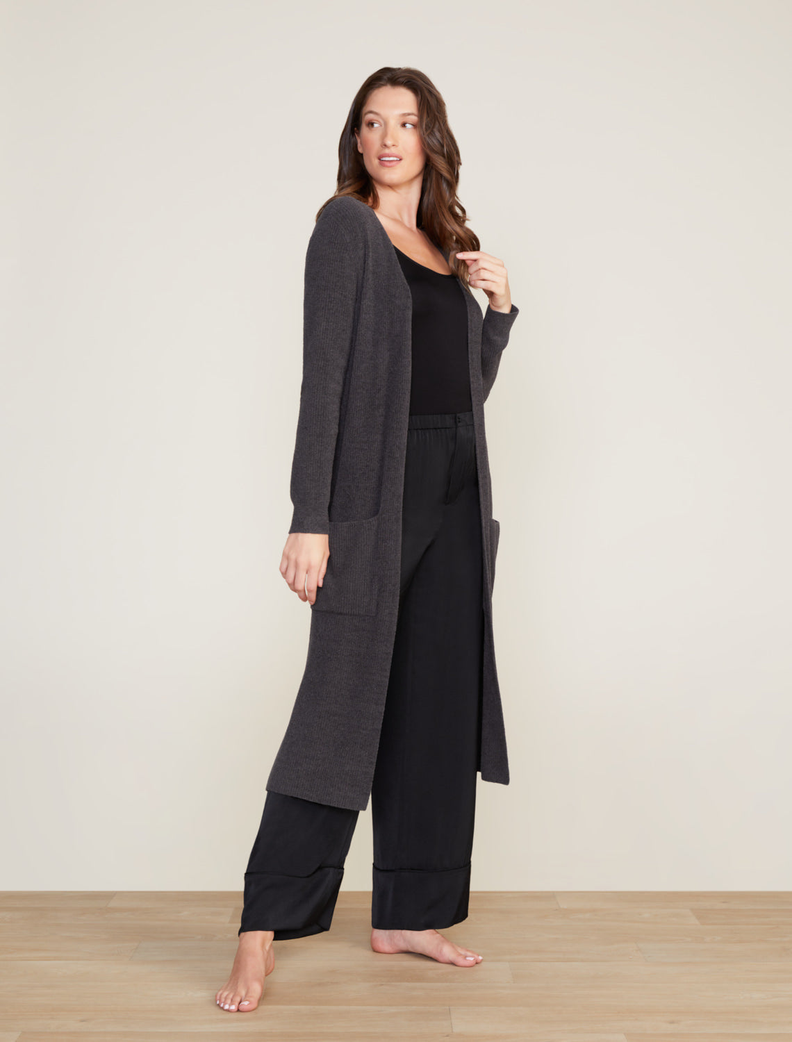 (取寄) ベアフットドリームス レディース コージシック ウルトラ ライト ロング カーディガン Barefoot Dreams women CozyChic Ultra Lite Long Cardigan Carbon BDWCU21659_BEACH-ROCK_1222.jpg