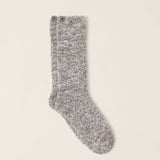 Barefoot Dreams CozyChic heathered crew socks in charcoal and white, plush-knit, water-resistant vinyl, available at Be Charmed.