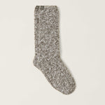 Barefoot Dreams CozyChic heathered crew socks in olive branch and white, ultra-soft fiber, available at Be Charmed.